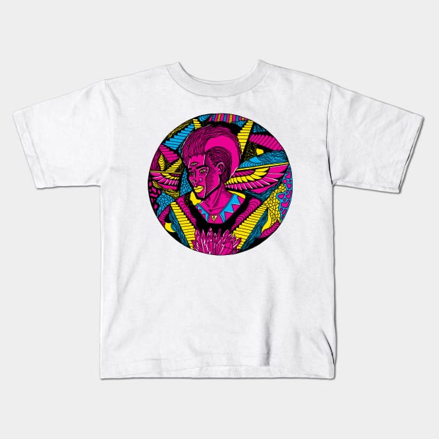 CMYK Wise Afro King Kids T-Shirt by kenallouis